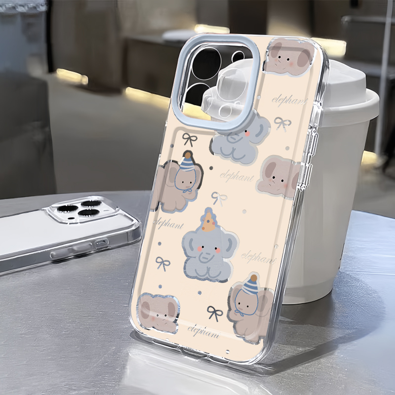 蓝色小象适用苹果15/16手机壳iPhone14promax支架12新款11华为mate60荣耀90可爱vivox100小米13潮oppo创意k70