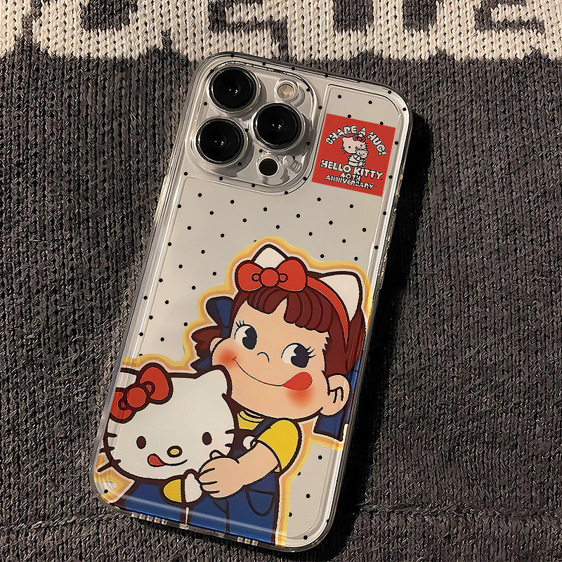 ins韩系波点可爱不二家女孩猫咪适用iphone15手机壳苹果16promax华为Pura70vivox100小米14oppo红米k70荣耀20