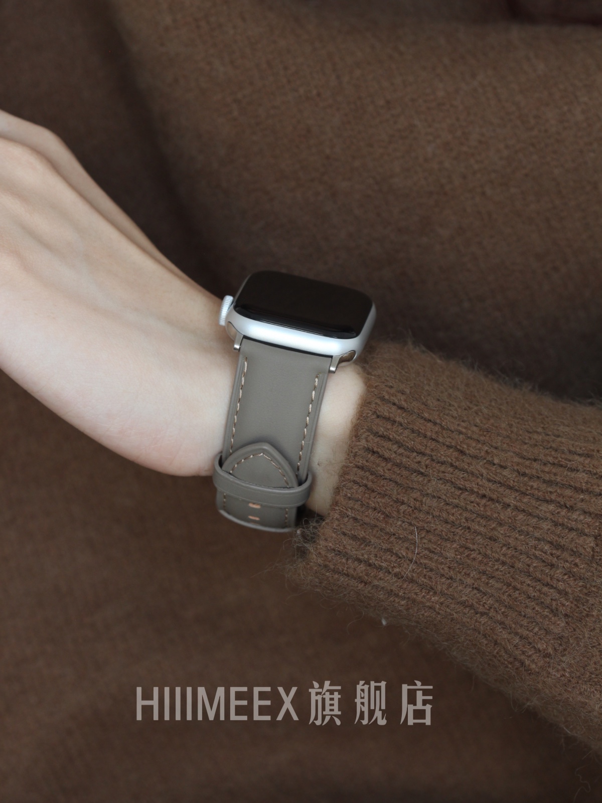 HIIIMEEX适用苹果手表苹果手表带宽版小牛皮applewatch8/S7/6/5/4/3/SE个性真皮小众表带iwatch8复古舒适表带 - 图1