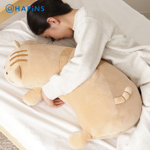 日本HAPiNS床上抱着睡觉大猫咪 抱枕 毛绒大猫抱睡布娃娃睡觉夹腿 - 图2