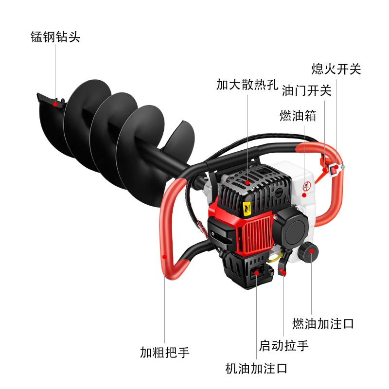 进口地钻挖坑机汽油大功率农用施肥果园种植打桩栽树机钻孔打洞机 - 图0