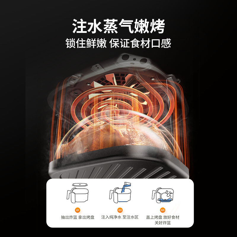 九阳免翻面0氟钛瓷空气炸锅6L大容量家用蒸炸烤一体可视2025新款,淘宝优惠券,粉丝福利购,淘宝优惠卷