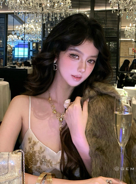 超闪金色水滴高级感项链