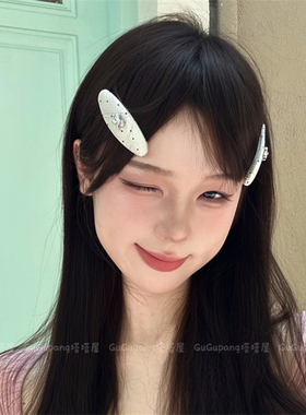 白色波点蝴蝶结发夹子