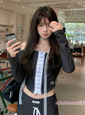 叠戴层次设计感蕾丝飘带项链