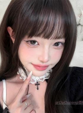 白色蕾丝十字架项链女