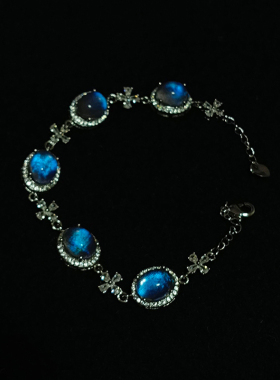 法式轻奢蓝色闪钻蝴蝶手链