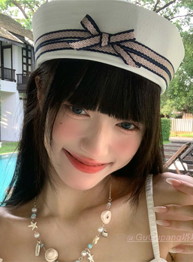 甜美减龄蝴蝶结水手帽子