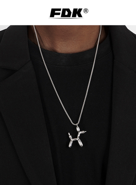 FDK王嘉尔同款狗项链钛钢情侣
