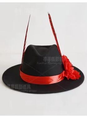 新郎帽子结婚舞台男士四周大沿帽子礼帽结婚庆影楼新郎官中式高档