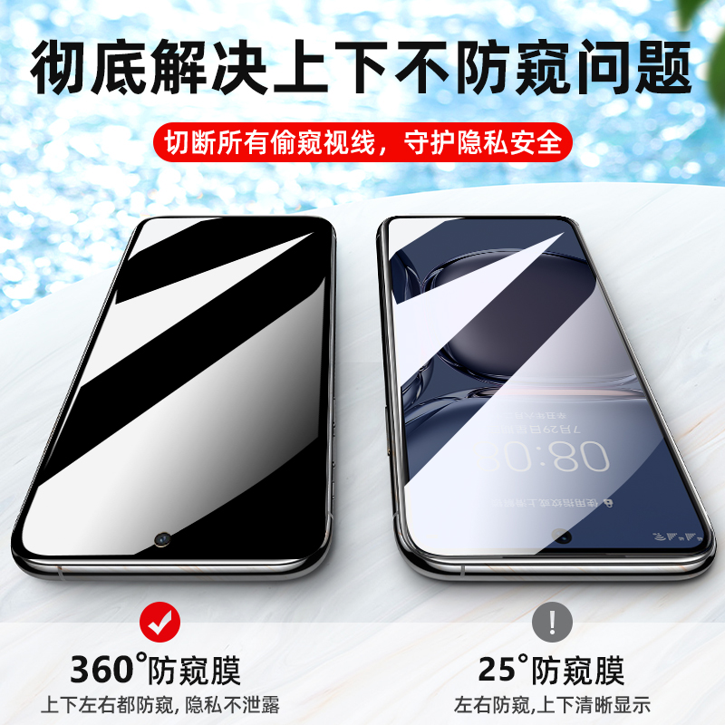 适用于华为mate60pro/60防窥膜mate50全屏p20pro防偷窥膜360度四面p50非钢化进口聚酯膜防反光-图0