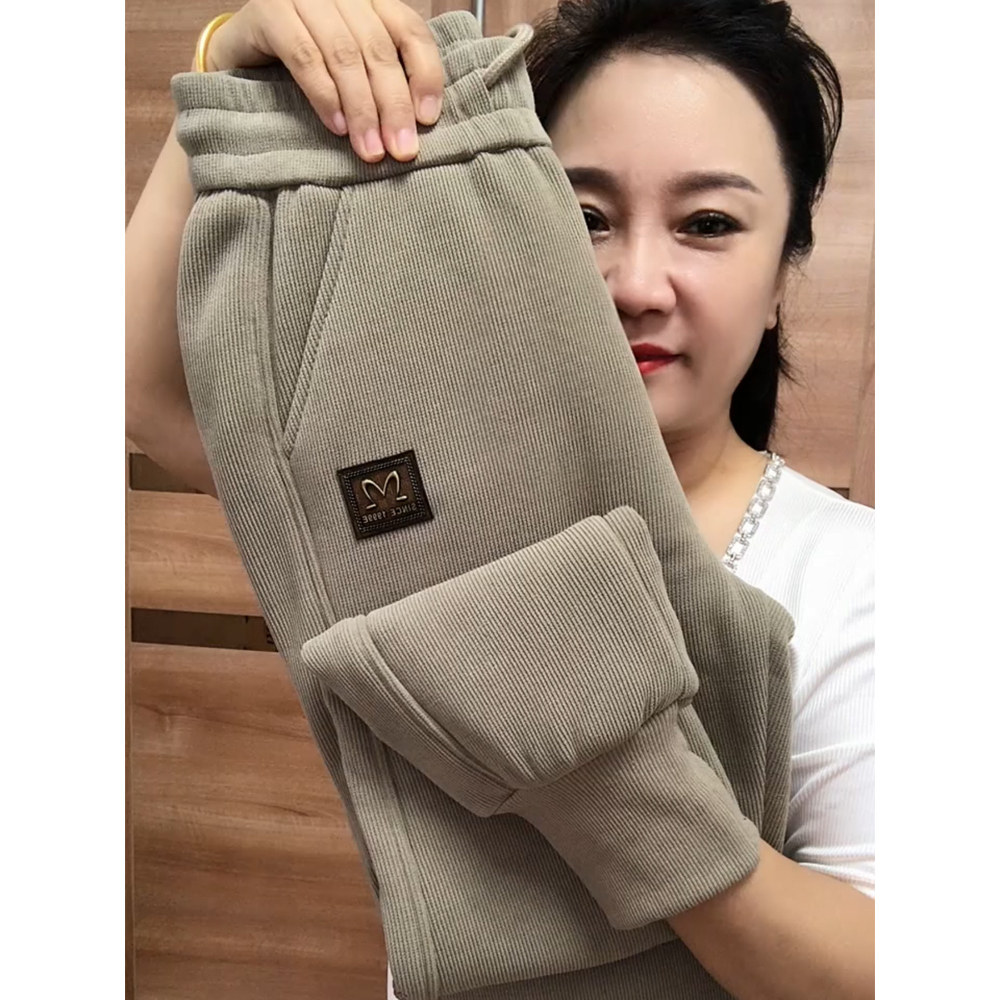 2025冬季新款加绒加厚休闲裤女宽松显瘦高腰羊羔绒哈伦裤束脚卫裤,淘宝优惠券,粉丝福利购,淘宝优惠卷