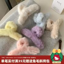 Milk Oil Color Imitation Rabbit Fur Grip Clip Autumn Winter Fur Suede Hair Claw Shark Clip Warm hair Hair Grip Disc Hair Clip Hair Accessories