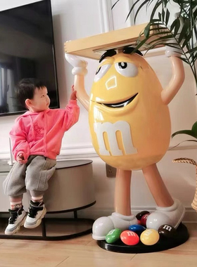 卡通大号m豆落地大摆件玻璃钢雕塑家居客厅m豆人网红店铺轻奢装饰