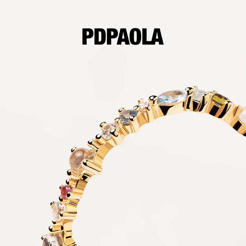 pdpaola彩色宝石自律金戒指食指戒 PDPAOLA海外戒指/指环