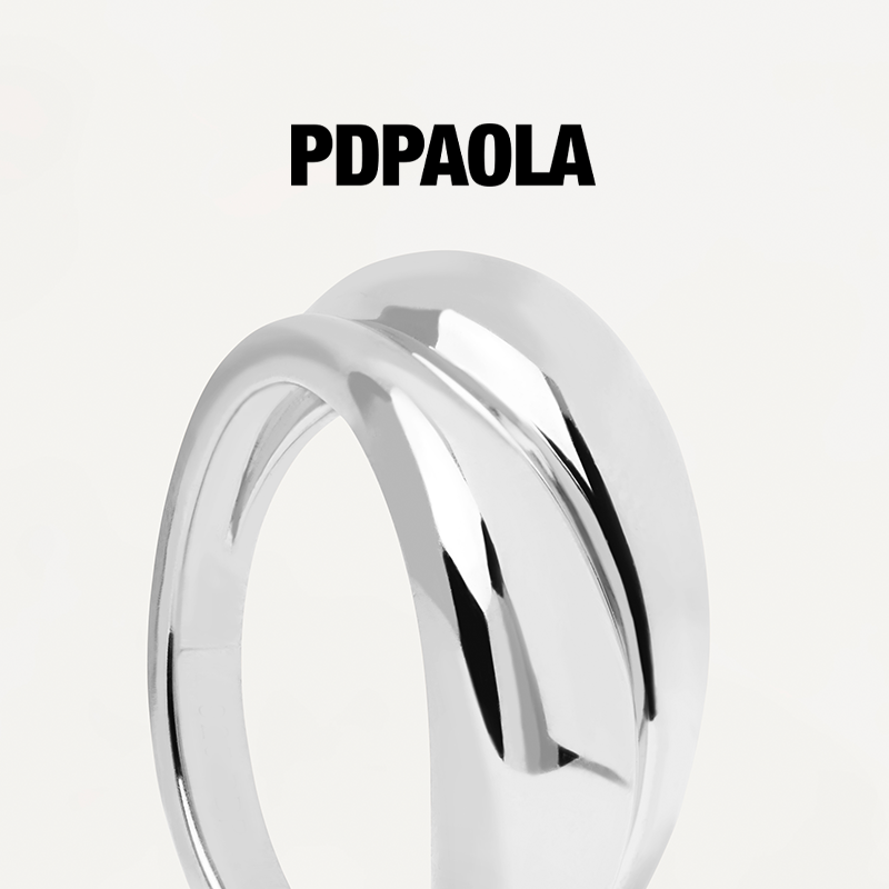 pdpaola素圈银镀18k金男女对戒 PDPAOLA海外戒指/指环