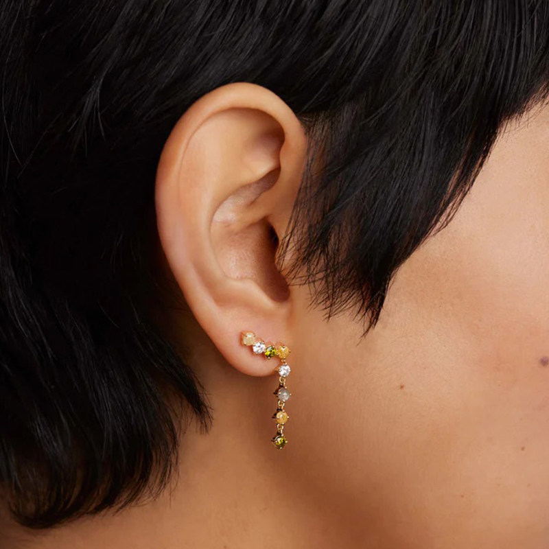 pdpaola女彩色宝石纯银耳饰潮耳钉 PDPAOLA海外耳环