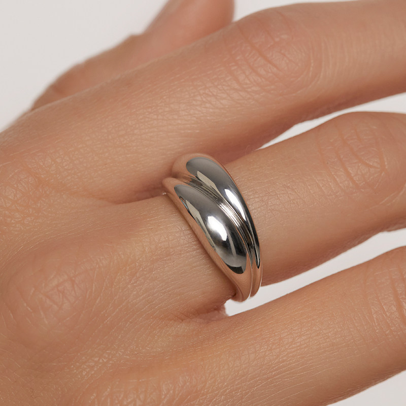 pdpaola素圈银镀18k金男女对戒 PDPAOLA海外戒指/指环