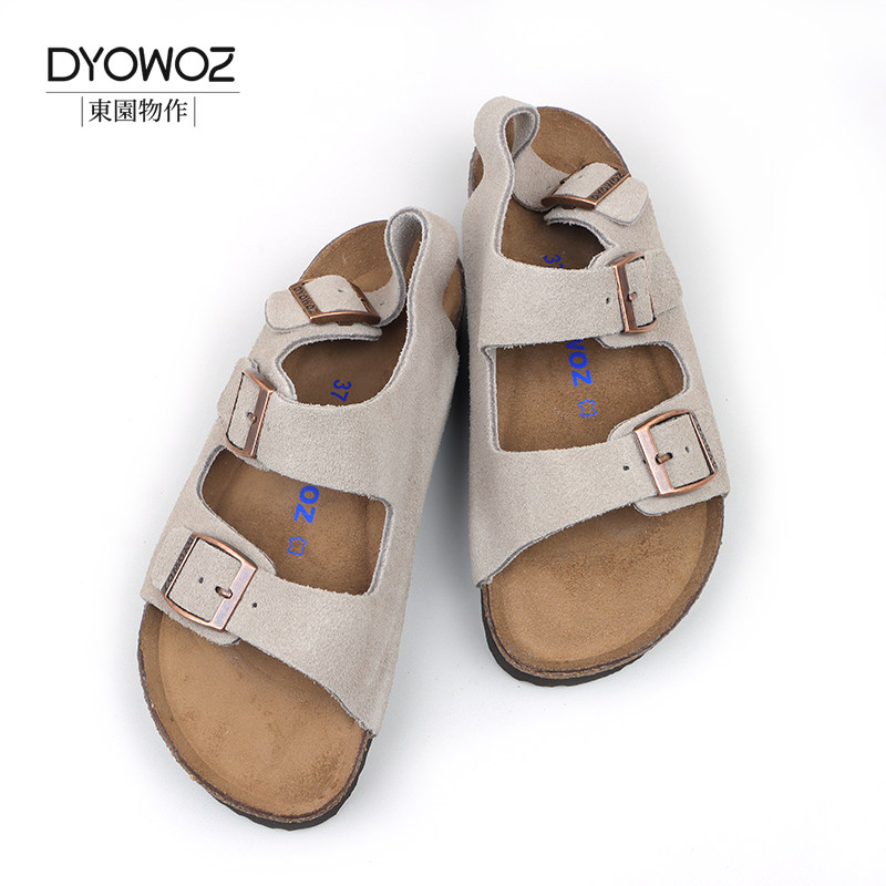 園物作DYOWOZ软木一字带凉鞋女厚底增高休闲百搭平底日系勃肯鞋,淘宝优惠券,粉丝福利购,淘宝优惠卷