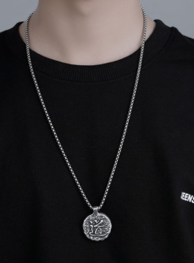 钛钢钛钢男太极双鱼项链不掉色