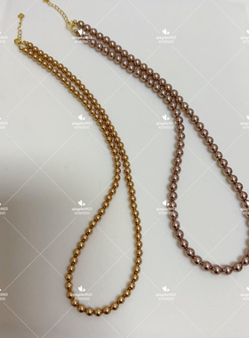进口施家华子珍珠baby锁骨女士百搭夏季糖果项链306浓金295可可棕