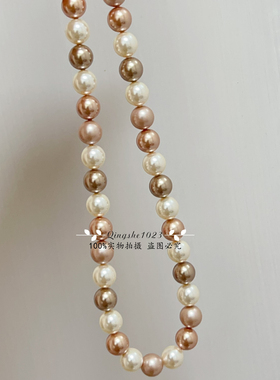 进口仿水晶混彩珍珠女轻奢小众高级感时髦项链S925银扣时尚配饰