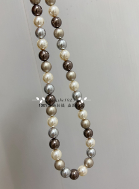进口仿水晶混彩珍珠女轻奢小众高级感时髦项链S925银扣时尚配饰