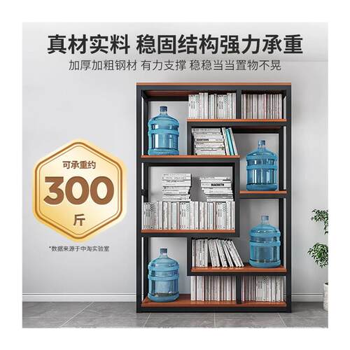 产品展示柜陈列柜博古架子铁艺书架一体靠墙办公室隔断置物柜货架 - 图3
