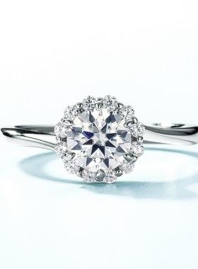 璀璨莫桑石戒指S925银镀18K金满镶彩宝宝石订婚求婚钻戒时尚轻奢