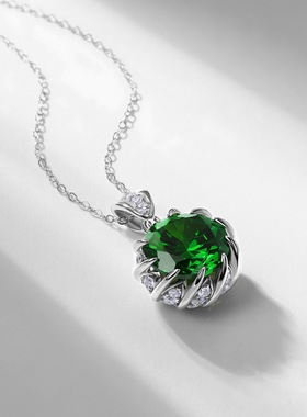 新款花朵璀璨彩宝项链S925银镀18K金镶嵌培育彩宝宝石锁骨链轻奢