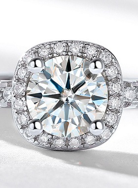 威尔盛珠宝S925银镀18K金彩宝宝石包1克拉莫桑石戒指女切工饰品