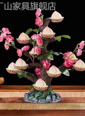 网红寿桃树架新中式酒店餐厅喜寿宴寿桃点心架创意特色菊花蛋挞碟