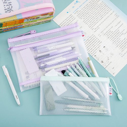 双层EVA超软文件袋网格防水收纳袋a4试卷袋高颜值a5考试用品小号b6收据票据袋一年级铅笔袋手提孕检资料袋 - 图2