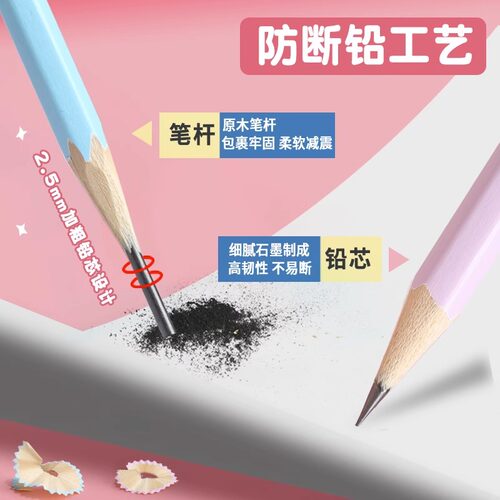 得力儿童专用铅笔小学生一二年级无铅无毒HB幼儿园用初学者考试六角杆彩色2B带橡皮擦头2比素描文具套装用品 - 图1