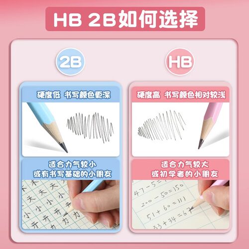得力儿童专用铅笔小学生一二年级无铅无毒HB幼儿园用初学者考试六角杆彩色2B带橡皮擦头2比素描文具套装用品 - 图0