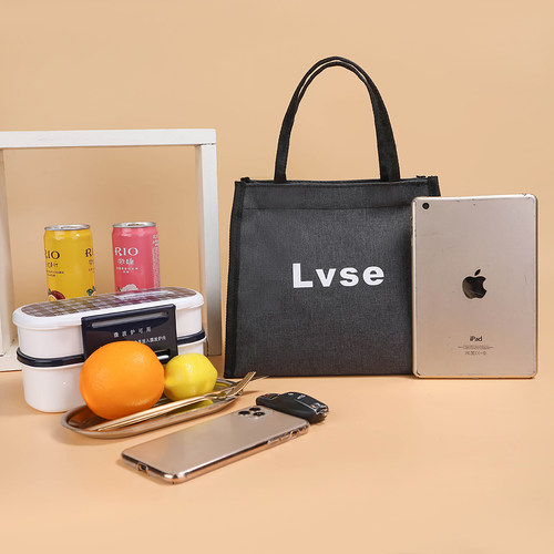 手提包原宿软妹帆布防水手提袋小布包纯色妈咪包饭盒袋上班手提袋 - 图0