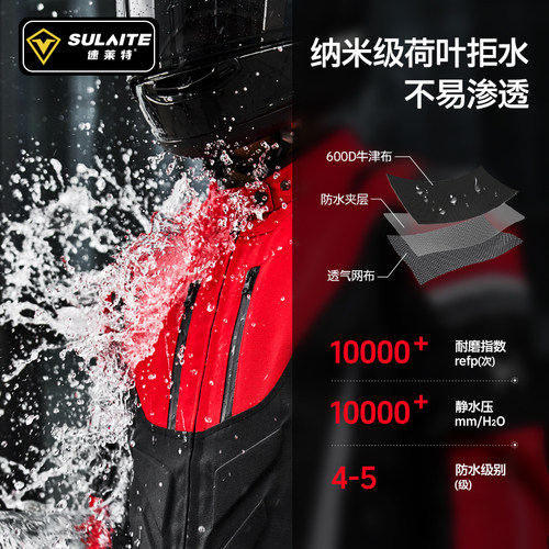 摩托车骑行服男冬季防风复古赛车服反光机车服保暖防摔通勤赛车服 - 图2