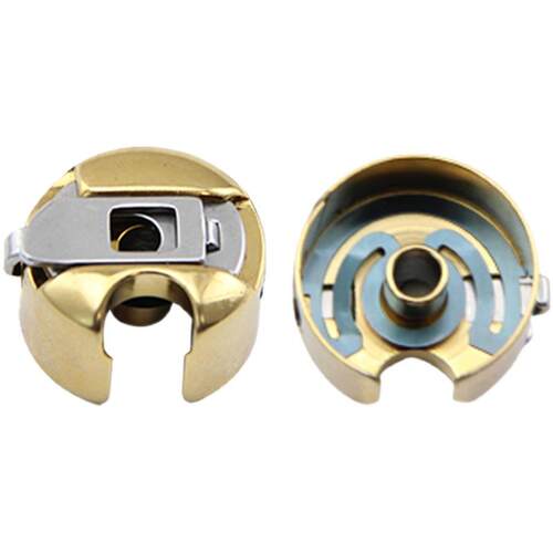 进口镀钛金色梭壳电脑平车梭芯套带弹片绣花机工业缝纫机梭心配件 - 图3