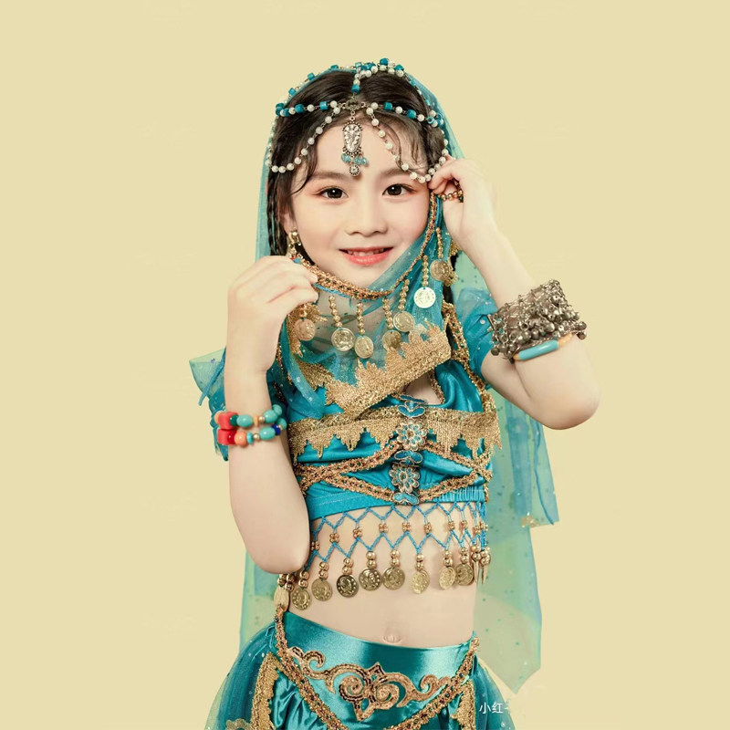 儿童印度舞演出服花儿新疆敦煌女异域风情民族舞蹈服装茉莉公主裙