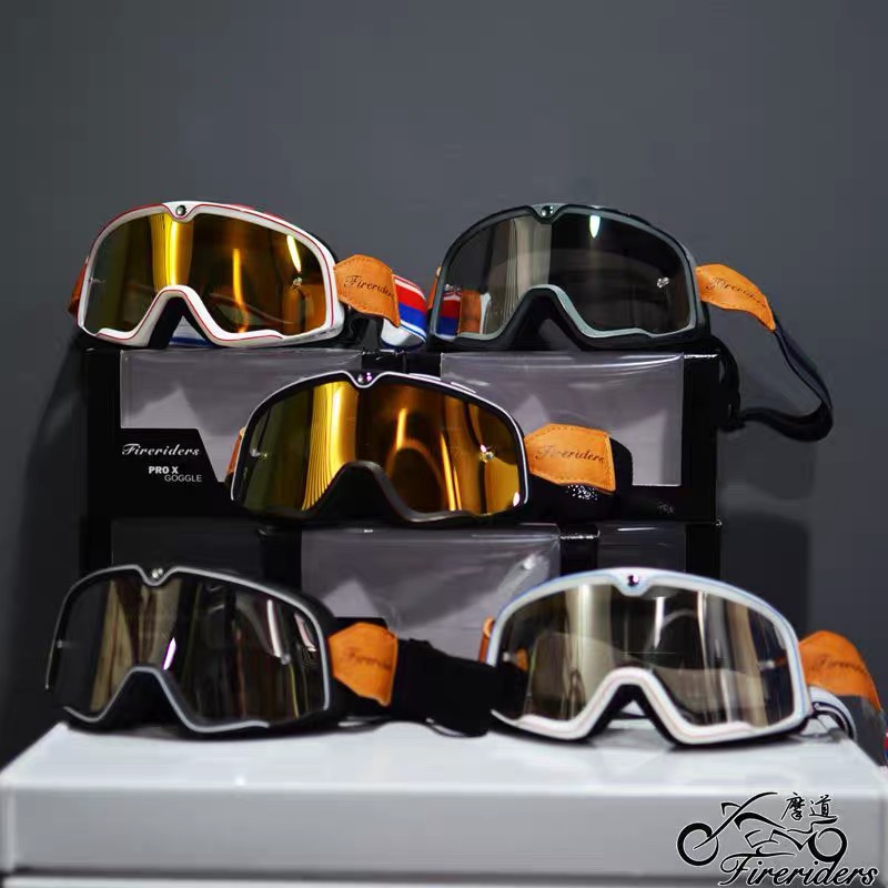 复古摩托车头盔骑行风镜大框防风护目镜近视镜男女3/4盔踏板 - 图1