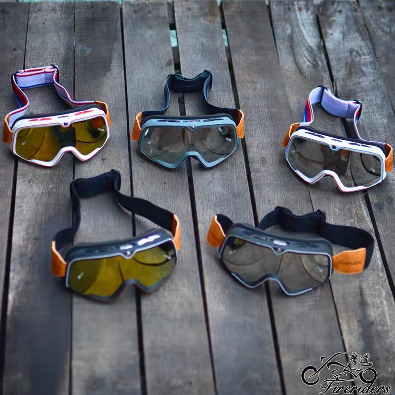 复古摩托车头盔骑行风镜大框防风护目镜近视镜男女3/4盔踏板 - 图0