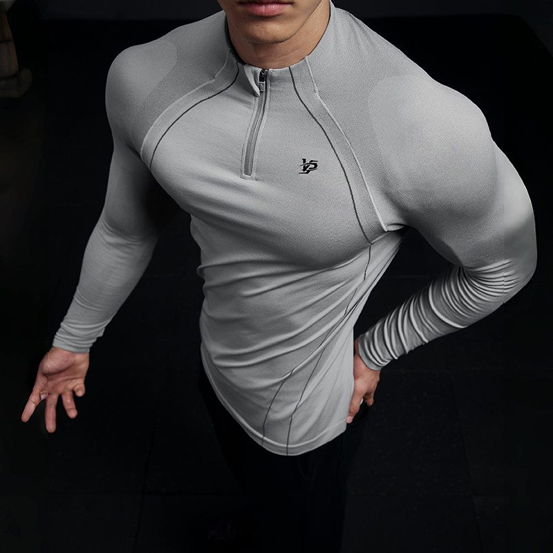 VEST UP秋季立领长袖修身显型T恤男运动弹力透气显大显壮健身上衣,淘宝优惠券,粉丝福利购,淘宝优惠卷