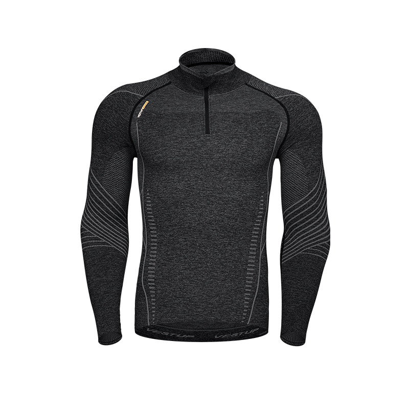 Vest Up【ULTRA无缝显大长袖】半门襟纹理感运动服弹力透气圆领T,淘宝优惠券,粉丝福利购,淘宝优惠卷