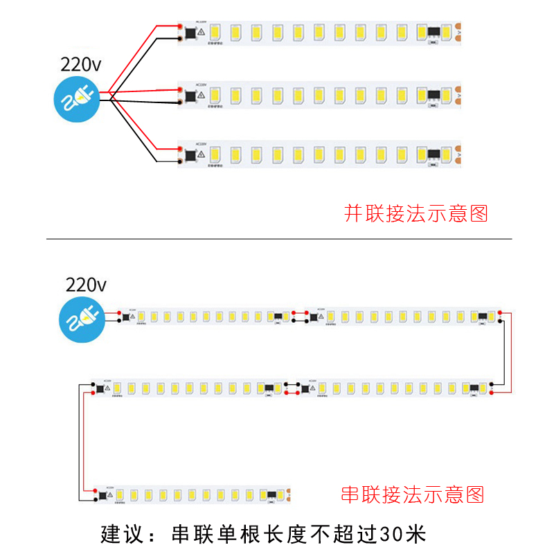 220v灯带条led自粘灯条高压铝槽贴片10mm线性灯灯箱展示柜软灯带-图2