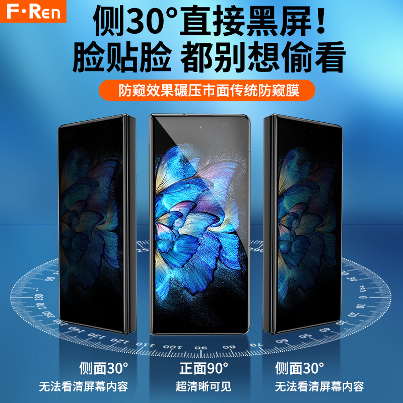 适用vivoxfold手机膜防窥vivo折叠屏防窥膜X fold钢化膜全屏覆盖屏幕保护贴膜高清外屏内屏水凝膜软前后背膜 - 图0