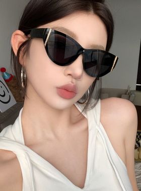 复古猫眼辣妹大框高级感墨镜女豹纹方圆脸潮显瘦2025新款太阳眼镜
