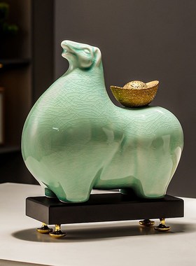 马上有钱陶瓷工艺品酒柜电视柜家居装饰摆件办公室新中式开业礼品