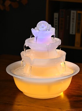 客厅摆件流水喷h泉循环水招财办公室开业送礼八方来财风水球装饰