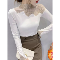 Black thickened and gapped undershirt womens new autumn and winter workout wear-down shirt bright crystal clothes female custom joint set