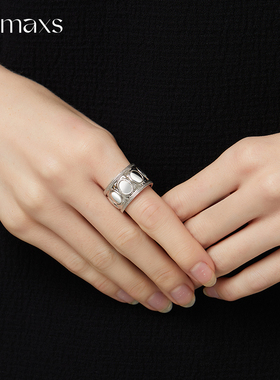 LMAXS黑玛瑙双生宽戒正反可戴